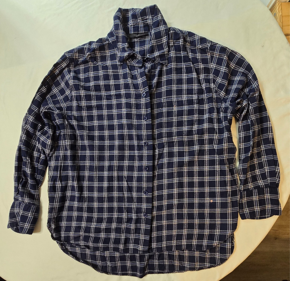Lane Bryant Women's Plaid Long Sleeve Button Down Shirt Top Size 14/16 Blue